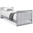 Delta Children Essex Convertible Mini Baby Crib with Mattress, Grey/Natural