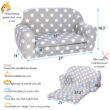 DELSIT Toddler Couch & Kids Sofa - European Made Children's 2 in 1 Flip Open Foam Double Sofa - Kids Folding Sofa, Kids Couch - Comfy fold Out Lounge (Gray with Stars)