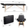 SmileMart 84" Wooden Portable 2 Section Massage Table, Black
