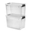 Sterilite 30 Quart Clear Plastic Storage Bin with White Latch Lid, 12 Pack