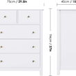 Homfa Kids Dresser of 5 Drawers, Dresser Chest with Easy Pull Handle for Bedroom, Living Room, White Finish