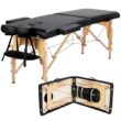 SmileMart 84" Wooden Portable 2 Section Massage Table, Black