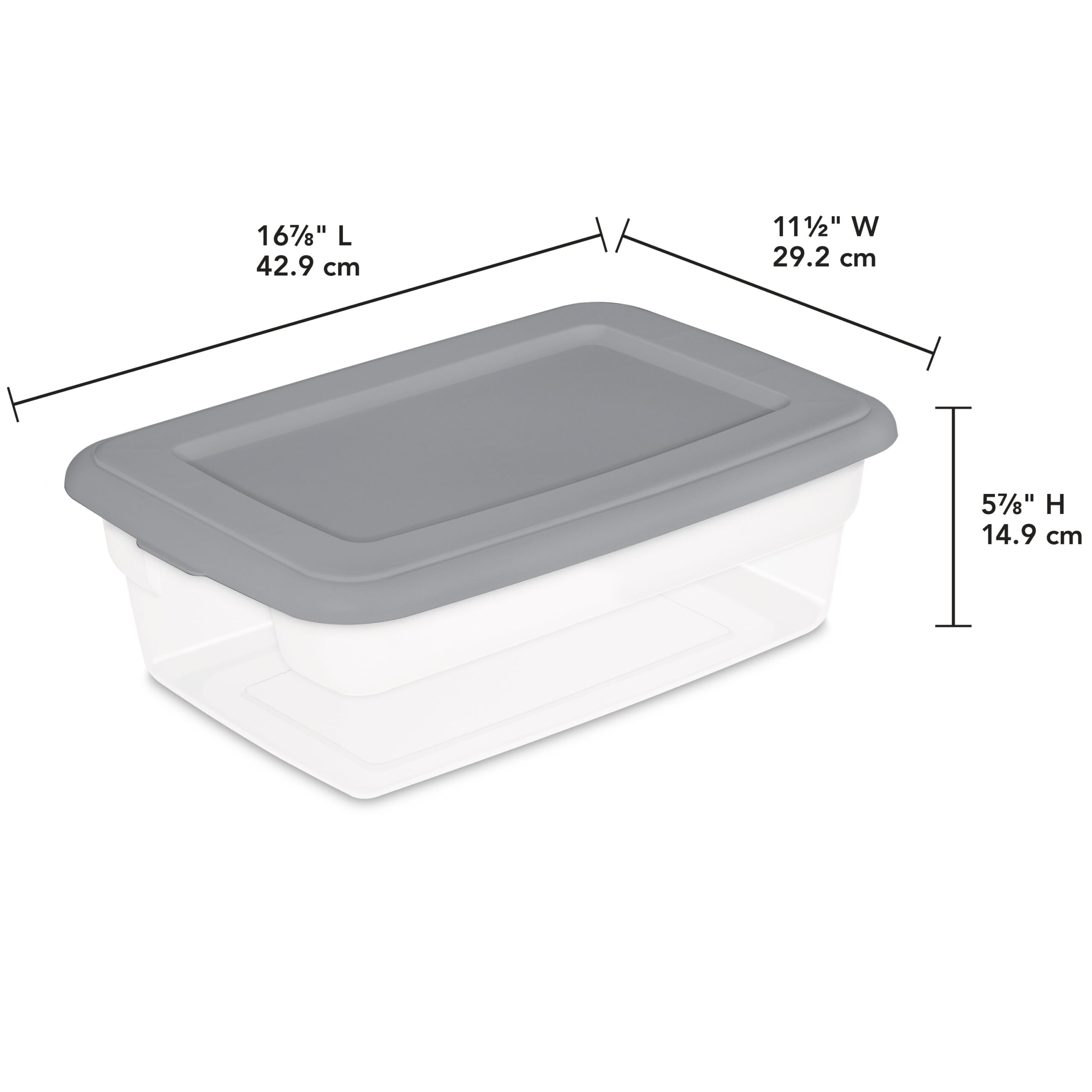 Sterilite 3 Gallon Plastic Storage Box, Gray And Clear, 16 Count ...
