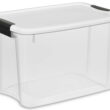 Sterilite 30 Quart Clear Plastic Storage Bin with White Latch Lid, 12 Pack