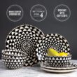 Thyme & Table Dinnerware Black & White Medallion Stoneware, 12 Piece Set