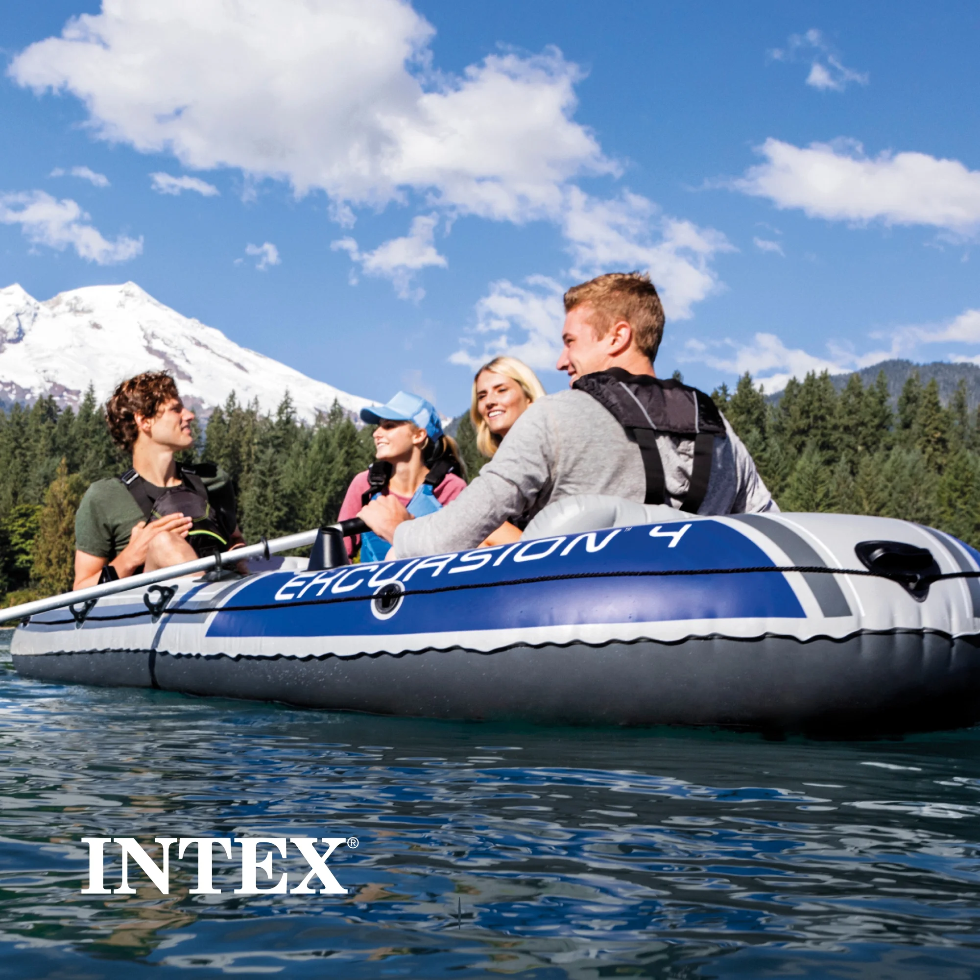 Intex Excursion 4 Inflatable Rafting Fishing 4 Person Boat Set with Oars and Pump Intex Excursion 4 Inflatable Rafting Fishing 4 Person Boat Set with Oars and Pump - Image 13