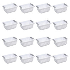 Sterilite Small Stacking Basket w/ Titanium Accents, White (16 Pack)