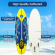 Costway 6' Surfboard Foamie Body Surfing Board W/3 Fins & Leash for Kids Adults Yellow