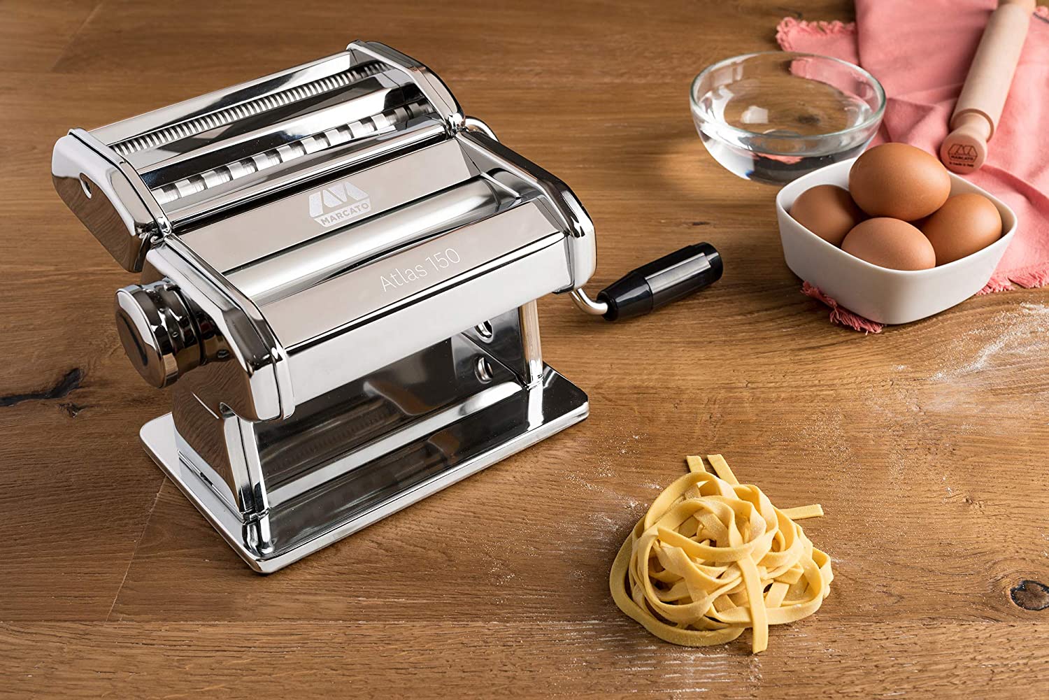 MARCATO Atlas 150 Pasta Machine, Made in Italy, Includes Cutter, Hand Crank, and Instructions, 150 mm, Stainless Steel MARCATO Atlas 150 Pasta Machine, Made in Italy, Includes Cutter, Hand Crank, and Instructions, 150 mm, Stainless Steel s3