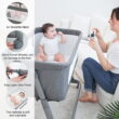 Pamo Babe Unisex Bedside Sleeper Infant Bassinet with Wheels and Floding Frame (Grey)