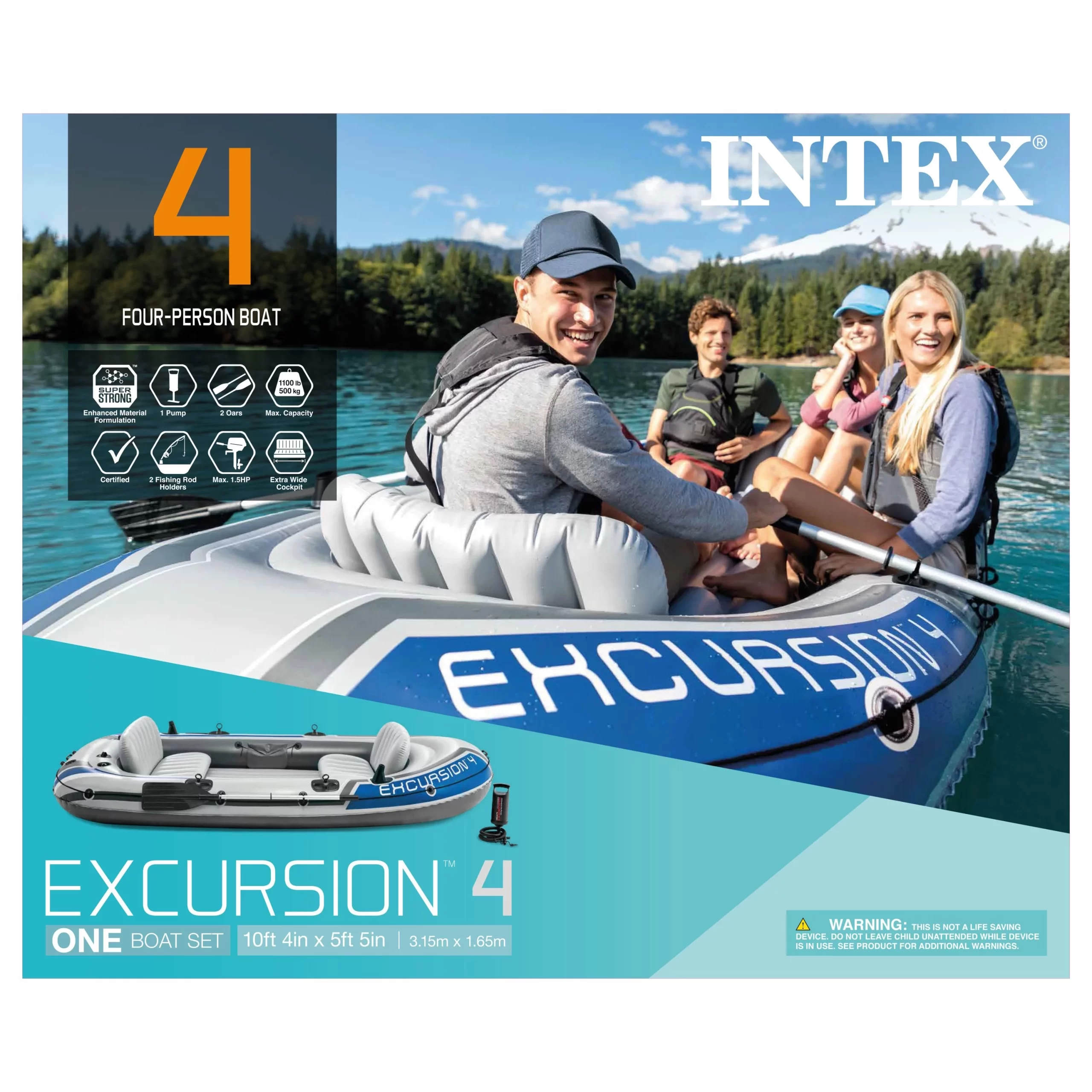 Intex Excursion 4 Inflatable Rafting Fishing 4 Person Boat Set with Oars and Pump Intex Excursion 4 Inflatable Rafting Fishing 4 Person Boat Set with Oars and Pump - Image 5
