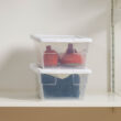 Sterilite 6 Qt Clear Plastic Storage Container Bin, Snap Close White Lid, 72 Pack