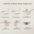 Carote Pots and Pans Set Nonstick, 10 Pcs White Granite Induction Kitchen Cookware Sets