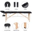 SmileMart 84" Wooden Portable 2 Section Massage Table, Black