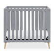 Delta Children Essex Convertible Mini Baby Crib with Mattress, Grey/Natural