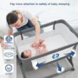 Pamo Babe Unisex Bedside Sleeper Infant Bassinet with Wheels and Floding Frame (Grey)