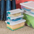 Sterilite Plastic 6-Quart Storage Box Container with Latching Lid, 12 Pack