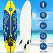 Costway 6' Surfboard Foamie Body Surfing Board W/3 Fins & Leash for Kids Adults Yellow