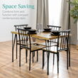 Best Choice Products 5-Piece Indoor Modern Metal Wood Rectangular Dining Table Furniture Set w/ 4 Chairs - Brown