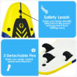 Costway 6' Surfboard Foamie Body Surfing Board W/3 Fins & Leash for Kids Adults Yellow