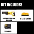 DEWALT DCB230CwDCS380B 20V MAX Cordless Reciprocating Saw, (1) 20V MAX Compact Lithium-Ion 3.0Ah Battery, and 12V-20V MAX Charger