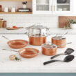 Gotham Steel Copper Pots and Pans Set, 10 Piece Nonstick Cookware set