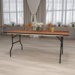 Flash Furniture 6-Foot Rectangular Wood Folding Banquet Table with Clear Coated Finished Top