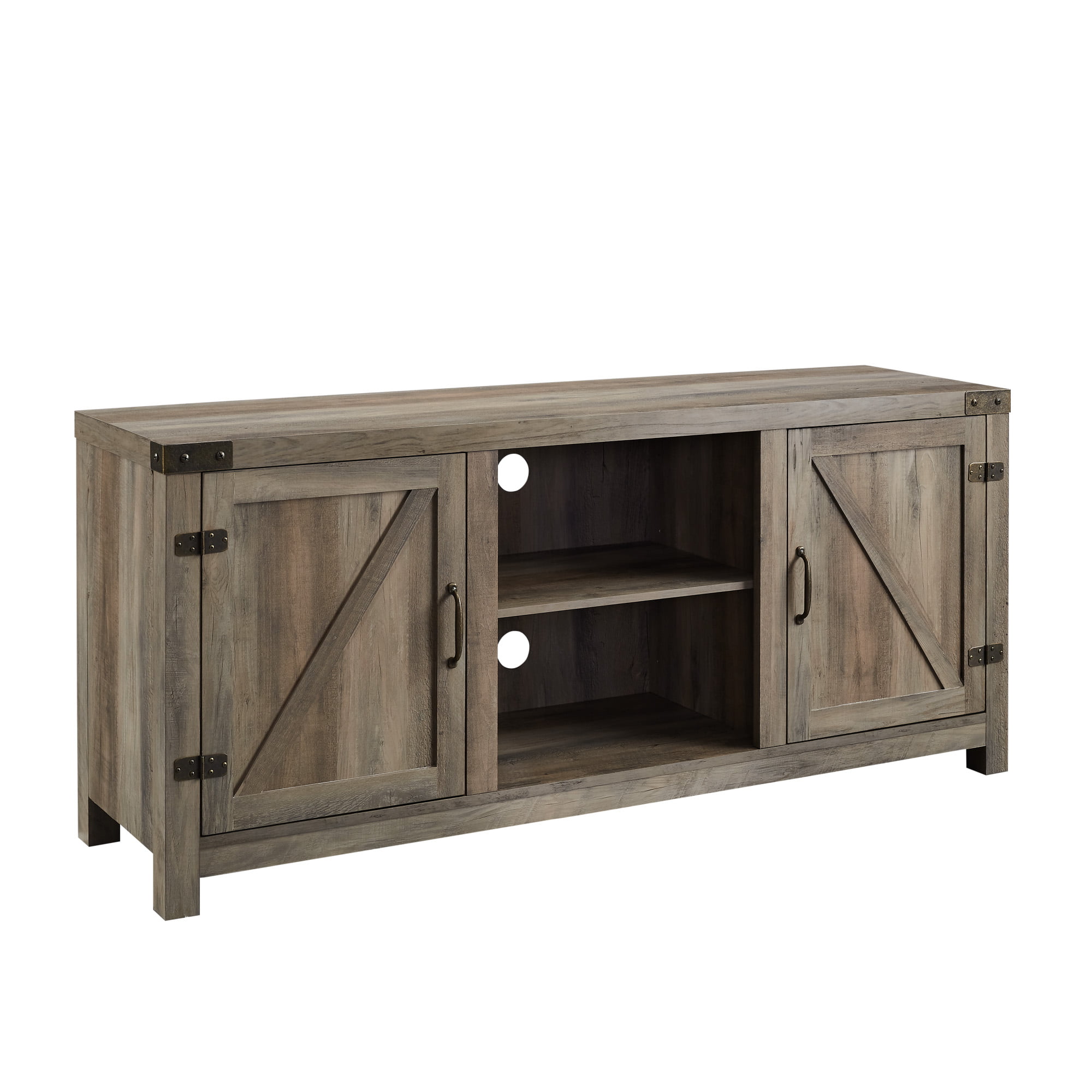 Woven Paths Modern Farmhouse Barn Door TV Stand for TVs up to 65", Grey Wash Woven Paths Modern Farmhouse Barn Door TV Stand for TVs up to 65", Grey Wash - Image 4