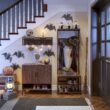 RiverRidge Home Afton Metal Frame Hall Tree with Seat, 3 Open Shelves, and 3 Hooks in Dark Weathered Wood