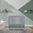 Delta Children Essex Convertible Mini Baby Crib with Mattress, Grey/Natural