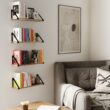 Wallniture Ponza 17" Wall Shelf Rustic Decor Set of 4 Floating Shelves, Wood, Natural Burned