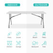 Best Choice Products 6ft Plastic Folding Table, Indoor Outdoor Heavy Duty Portable w/ Handle, Lock for Picnic, Camping