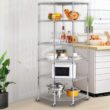 Zimtown 6 Tire Heavy Duty Wire Garage Storage Rack, Steel Corner Shelving with Wheels, Silver