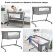 Pamo Babe Unisex Bedside Sleeper Infant Bassinet with Wheels and Floding Frame (Grey)