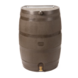 RTS Home Accents Polyethylene 50 Gallon Flat Back Brass Spigot Rain Barrel, Walnut Color
