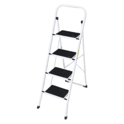ZENSTYLE Folding 4-Step Ladder Anti-Slip Platform 330 lbs Capacity Portable Steel Frame