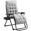 Outsunny Padded Zero Gravity Chair Folding Recliner Chair Patio Lounger with Cup Holder Adjustable Backrest Removable Cushion for Outdoor Patio Deck and Poolside Grey