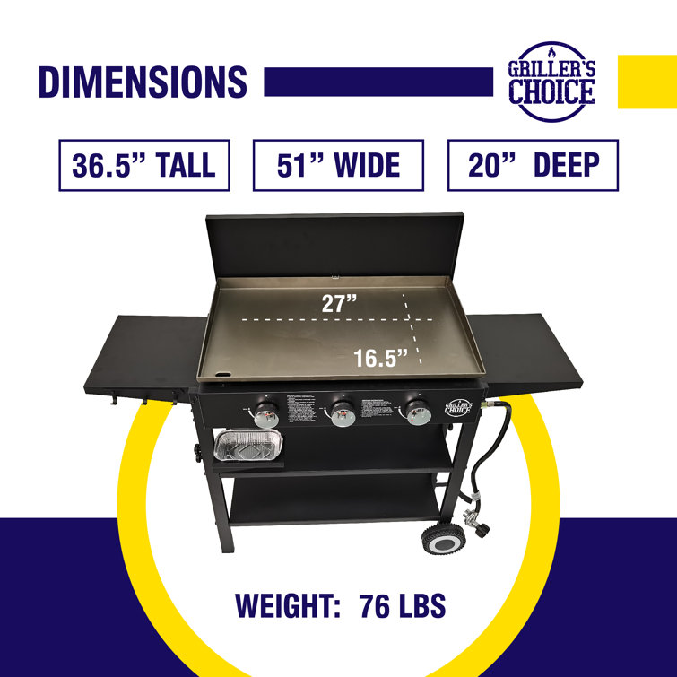 Grillers Choice 3 - Burner Flat Top Liquid Propane 36000 BTU Gas Grill Grillers Choice 3 - Burner Flat Top Liquid Propane 36000 BTU Gas Grill - Image 4