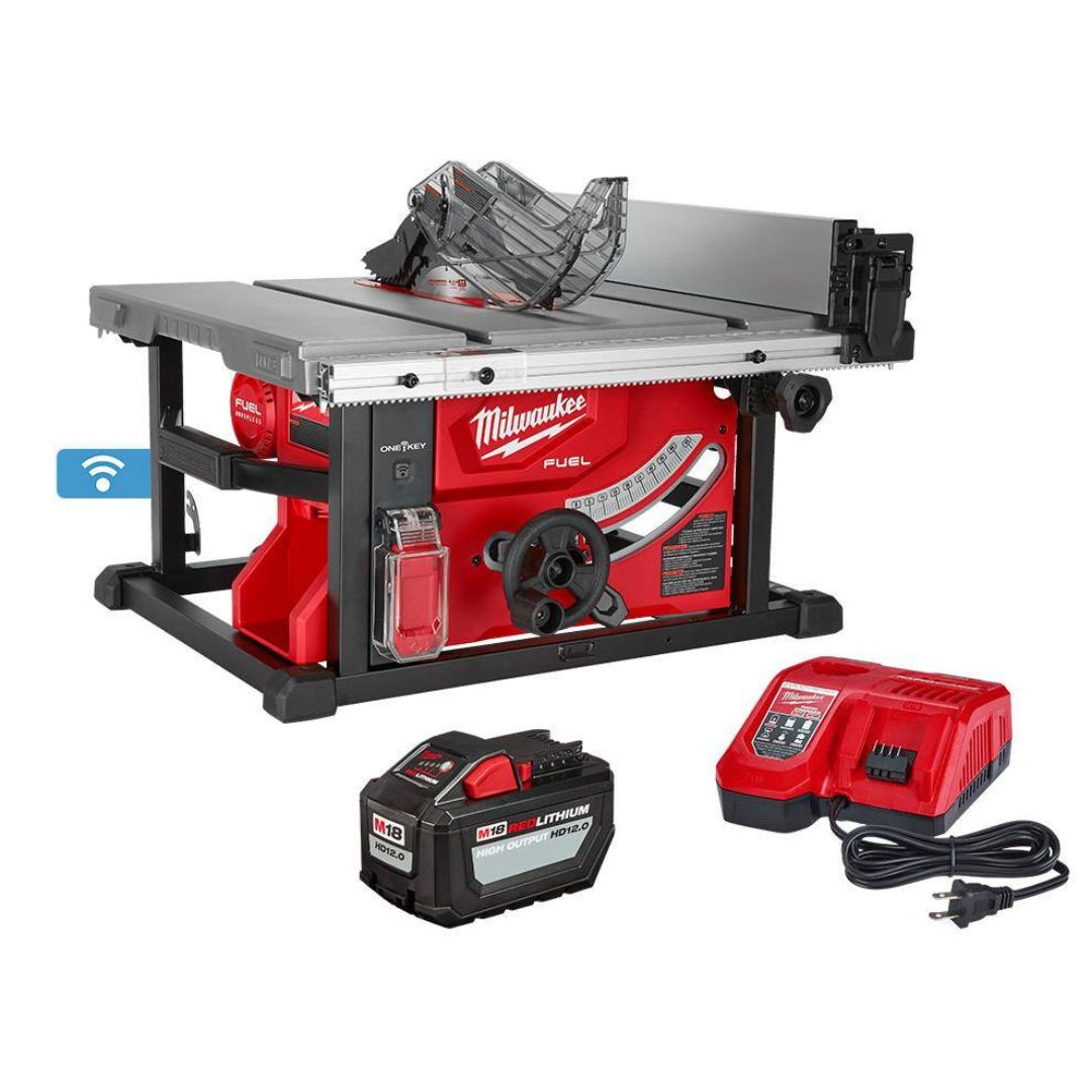 Milwaukee 2736-21HD M18 FUEL ONE-KEY 18- volt Lithium-Ion Brushless Cordless 8-1/4 in. Table Saw Kit W/(1) 12.0Ah Battery & Rapid Charger Milwaukee 2736-21HD M18 FUEL ONE-KEY 18- volt Lithium-Ion Brushless Cordless 8-1/4 in. Table Saw Kit W/(1) 12.0Ah Battery & Rapid Charger