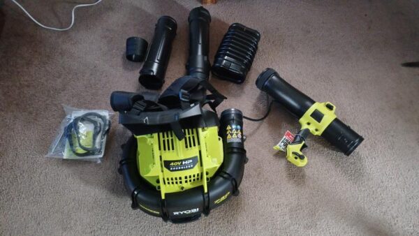 RYOBI RY404170 40V HP Brushless Whisper Series 165 MPH 730 CFM Cordless Battery Backpack Blower with (2) 6.0 Ah Batteries and Charger