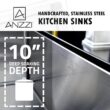 ANZZI ELYSIAN Series Farmhouse Stainless Steel 33 in. 0-Hole Double Bowl Kitchen Sink