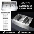 ANZZI ELYSIAN Series Farmhouse Stainless Steel 33 in. 0-Hole Double Bowl Kitchen Sink