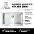 ANZZI ELYSIAN Series Farmhouse Stainless Steel 36 in. 0-Hole Single Bowl Kitchen Sink