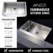 ANZZI ELYSIAN Series Farmhouse Stainless Steel 36 in. 0-Hole Single Bowl Kitchen Sink