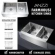 ANZZI ELYSIAN Series Farmhouse Stainless Steel 36 in. 0-Hole Double Bowl Kitchen Sink