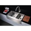 ANZZI ELYSIAN Series Farmhouse Stainless Steel 36 in. 0-Hole Double Bowl Kitchen Sink