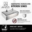 ANZZI ELYSIAN Series Farmhouse Stainless Steel 36 in. 0-Hole Double Bowl Kitchen Sink