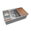 Ruvati RVH8300 32 in. Single Bowl Undermount 16-Gauge Stainless Steel Ledge Kitchen Sink with Sliding Accessories