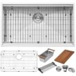 Ruvati RVH8300 32 in. Single Bowl Undermount 16-Gauge Stainless Steel Ledge Kitchen Sink with Sliding Accessories