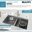 Ruvati RVH8350 16-Gauge Stainless Steel 33 in. 50/50 Double Bowl Undermount Workstation Kitchen Sink with Accessories
